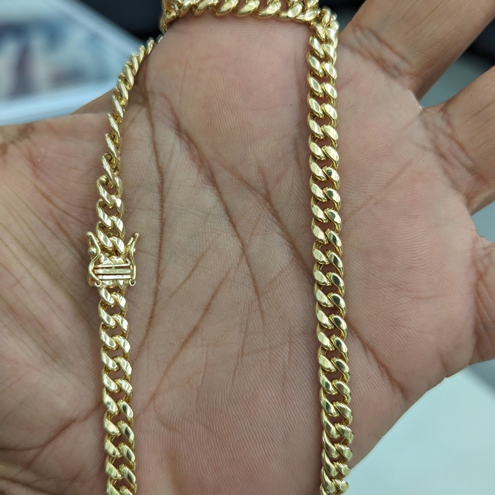10kt Real Gold Miami Cuban Style Chain 5.8mm 24 inches - Picture 7 of 12